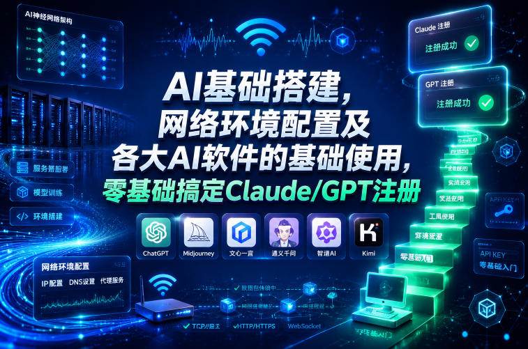 AI基础搭建，网络环境配置及各大AI软件的基础使用，零基础搞定Claude/GPT注册-优优云网创