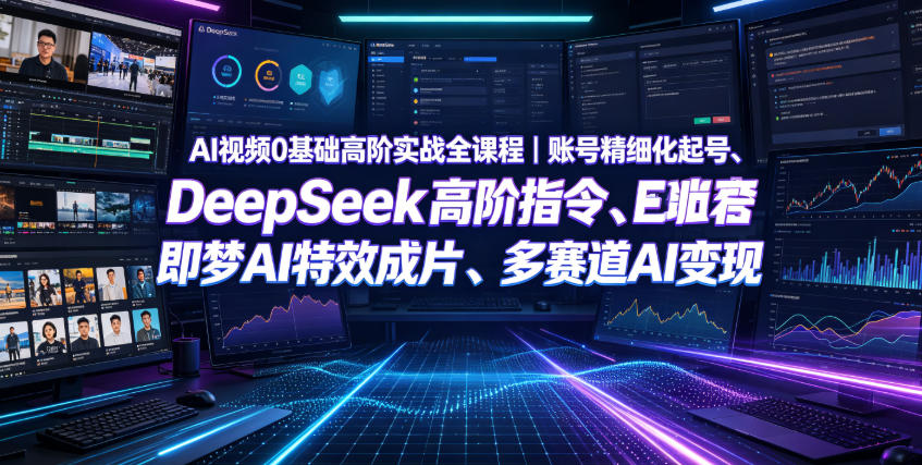 AI视频0基础高阶实战全课程|账号精细化起号、DeepSeek高阶指令、即梦AI特效成片、多赛道AI短视频量产变现-优优云网创