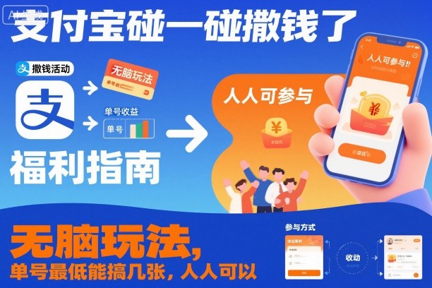支付宝碰一碰撒钱了，无脑玩法，单号最低能搞几张，人人可以撸【揭秘】-优优云网创