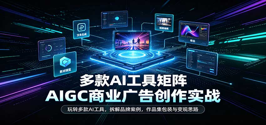 AIGC商业广告创作实战：玩转多款AI工具，拆解品牌案例，作品集包装与变现思路-优优云网创