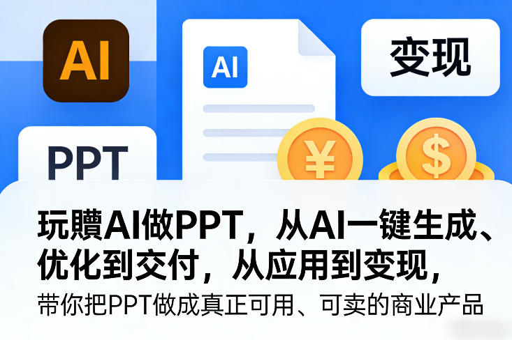 玩賺AI做PPT，从AI一键生成、优化到交付，从应用到变现，带你把PPT做成真正可用、可卖的商业产品（更新0421）-优优云网创