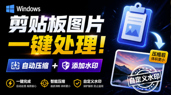 Windows剪贴板复制图片后，体积会暴涨数百倍？剪贴板图片一键自动压缩及添加水印工具-优优云网创