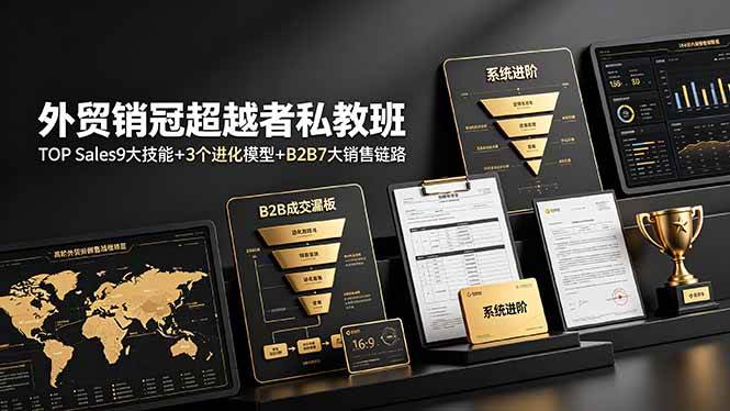 (19156期)外贸销冠超越者私教班:TOP Sales9大技能+3个进化模型+B2B7大销售链路,系统进阶-优优云网创