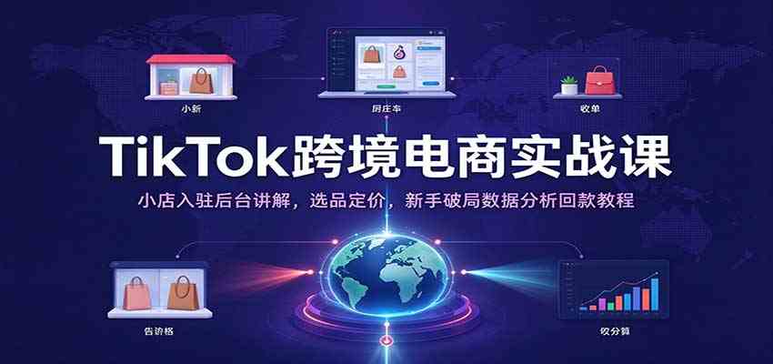 TikTok跨境电商实战课：小店入驻后台讲解，选品定价，新手破局数据分析回款教程-优优云网创