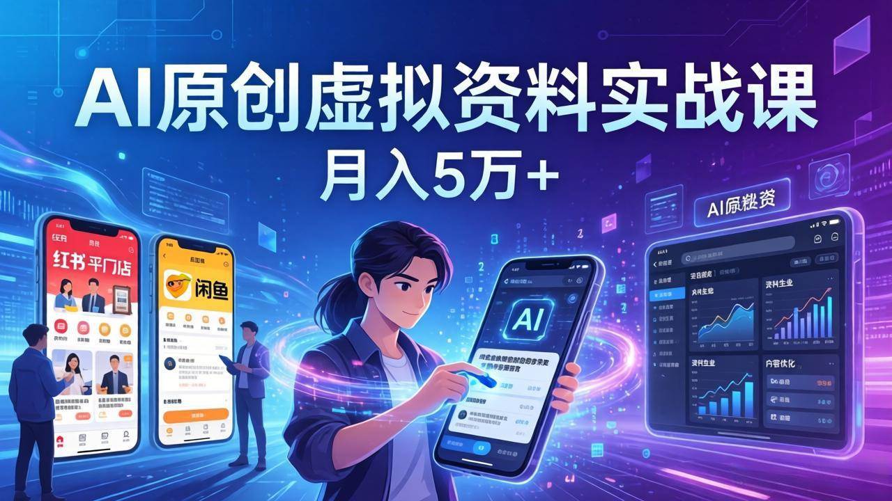 （17657期）AI原创虚拟资料实战课：2026新机会，小红书闲鱼开店，普通人用AI轻松变现，月入5万+-优优云网创