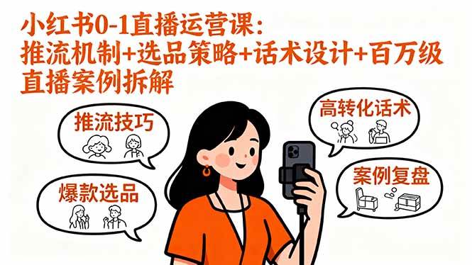 （16002期）小红书0-1直播运营课：推流机制+选品策略+话术设计+百万级直播案例拆解-优优云网创