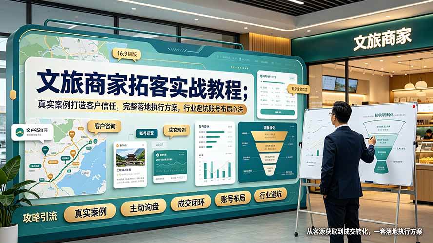 (19273期)文旅商家拓客实战教程;真实案例打造客户信任,完整落地执行方案,行业避坑账号布局心法-优优云网创