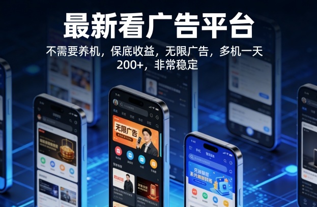 最新看广告平台，不需要养机，保底收益，无限广告，多机一天200+，非常稳定【揭秘】-优优云网创