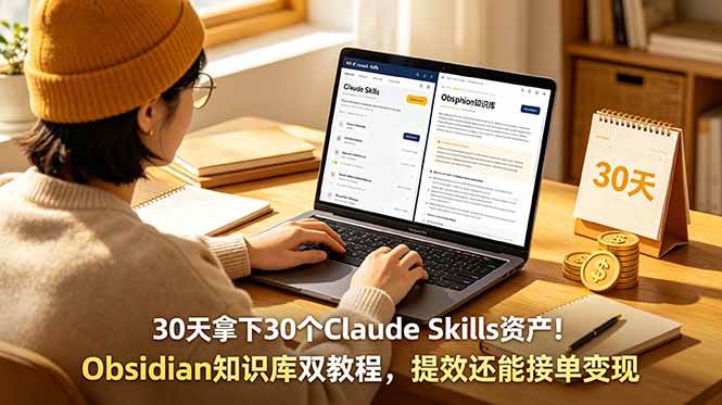 （18886期）30天拿下30个Claude Skills资产！Obsidian知识库双教程，提效还能接单变现-优优云网创