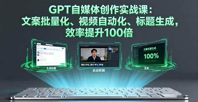 （16123期）GPT自媒体创作实战课：文案批量化、视频自动化、标题生成，效率提升100倍-优优云网创
