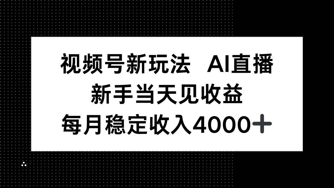 （16080期）视频号新玩法AI直播，新手小白当天见收益，月入4000+-优优云网创
