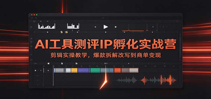 AI工具测评IP孵化实战营：剪辑实操教学，爆款拆解改写到商单变现-优优云网创