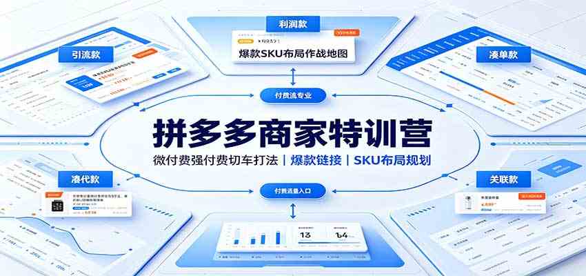 拼多多商家特训营:微付费强付费切车打法,爆款链接,SKU布局规划-优优云网创