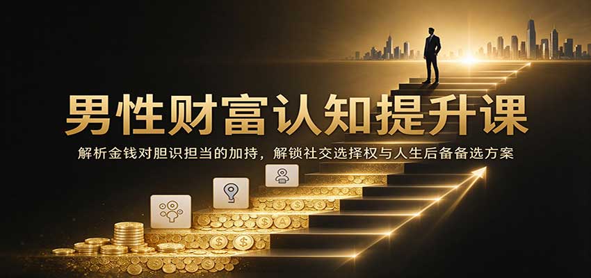 男性财富认知提升课：解析金钱对胆识担当的加持，解锁社交选择权与人生后备备选方案-优优云网创