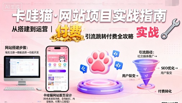 卡哇猫·网站项目，网站搭建与运营以及引流跳转付费-优优云网创