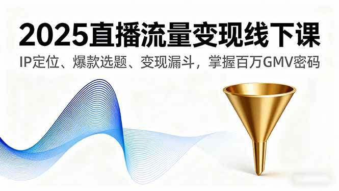 （16062期）2025直播流量变现线下课，IP定位、爆款选题、变现漏斗，掌握百万GMV密码-优优云网创