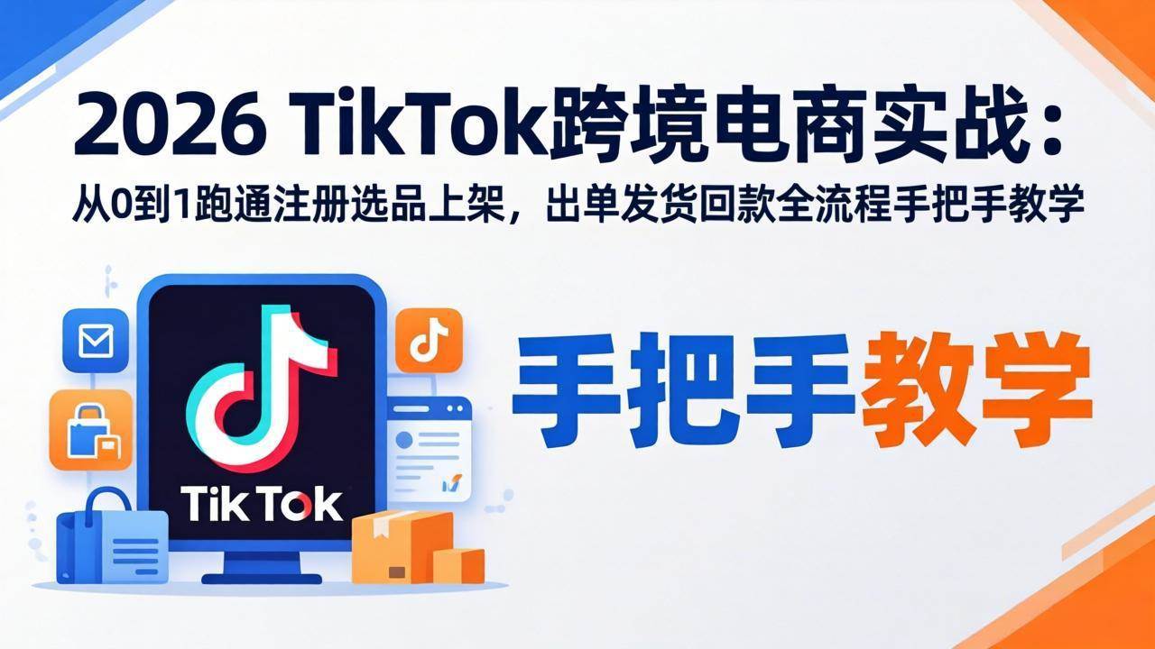 （17850期）2026TikTok跨境电商实战：从0到1跑通注册选品上架，出单发货回款全流程手把手教学-优优云网创