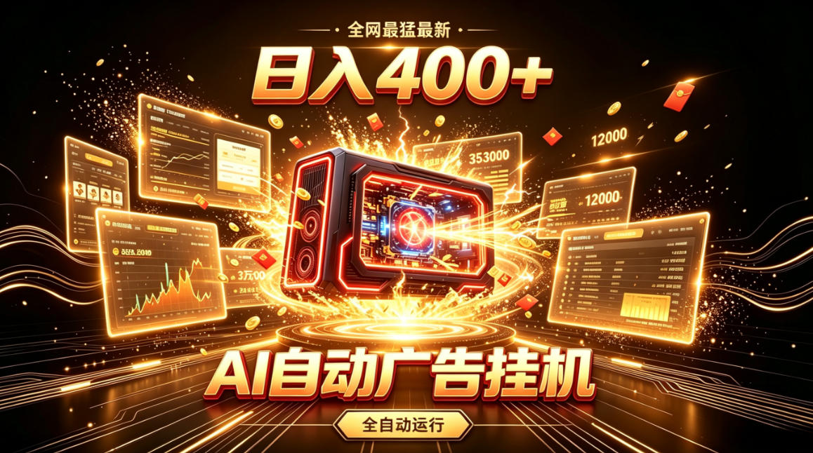 全网最猛最新的AI自动广告挂G，狠收益日入400+，真正做到躺賺式变现【揭秘】-优优云网创