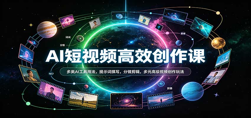 AI短视频高效创作课：多类AI工具用法，提示词撰写，分镜剪辑，多元高级视频创作玩法-优优云网创