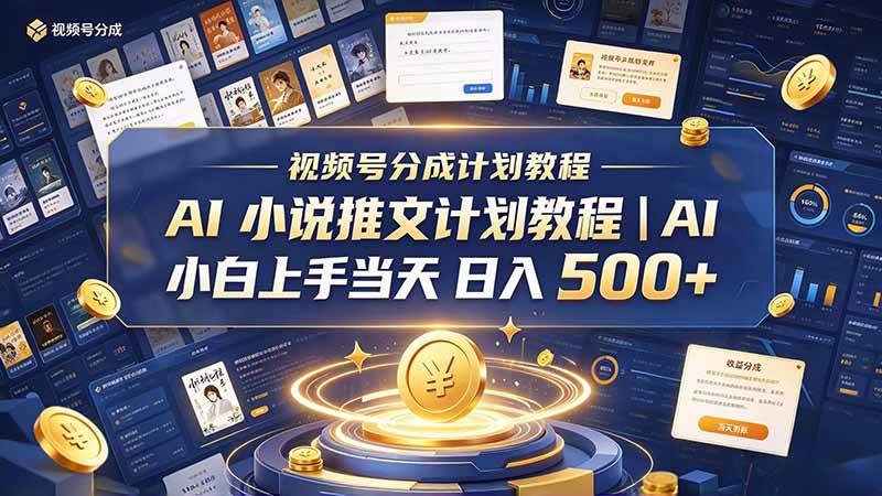 （20937期）最新视频号分成计划教程｜AI 小说推文，小白上手当天日入 500+-优优云网创
