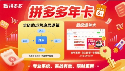 拼多多年卡,拼多多全链路运营底层逻辑,超级爆单术【更新26年1月】-优优云网创