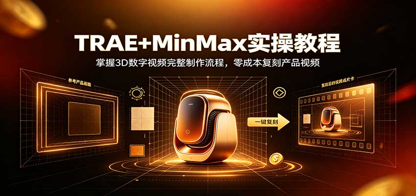 TRAE+MinMax实操教程:3D数字视频完整制作流程,零成本复刻产品视频-优优云网创