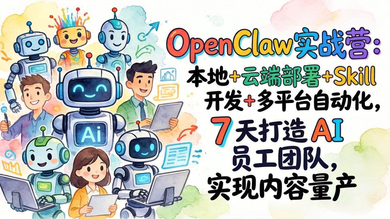 （17626期）OpenClaw实战营：本地+云端部署+Skill开发+多平台自动化，7 天打造 AI 员工团队，实现内容量产-优优云网创