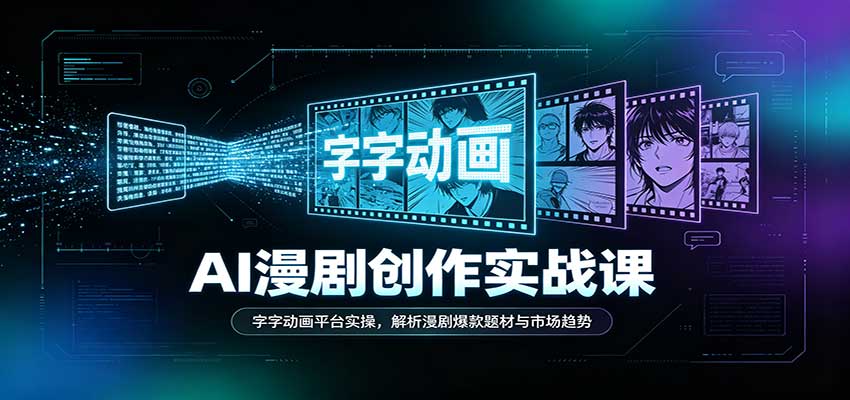 AI漫剧创作实战课:字字动画平台实操,解析漫剧爆款题材与市场趋势-优优云网创