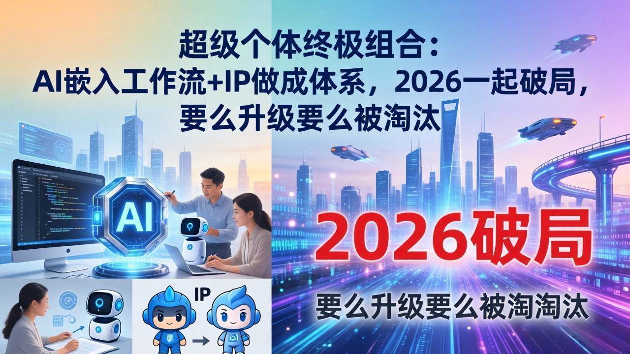 （17808期）超级个体终极组合-更新：AI嵌入工作流+IP做成体系，2026一起破局，要么升级要么被淘汰-优优云网创