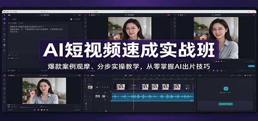 AI短视频速成实战班：爆款案例观摩、分步实操教学，从零掌握AI出片技巧-优优云网创