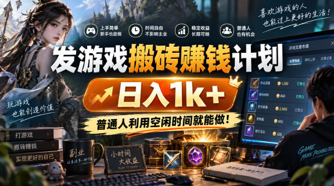 首发游戏搬砖賺钱计划,日入1k+,普通人利用空闲时间就能做!【揭秘】 首发游戏搬砖賺钱计划,日入1k+,普通人利用空闲时间就能做!【揭秘】
