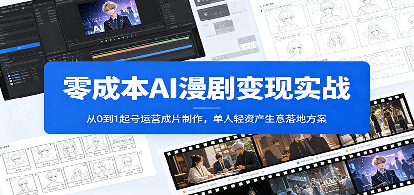零成本AI漫剧变现实战:从0到1起号运营成片制作,单人轻资产生意落地方案-优优云网创