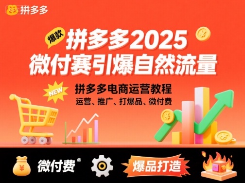 拼多多2025微付费引爆自然流量，拼多多电商运营教程，运营、推广、打爆品、微付费（更新）-优优云网创