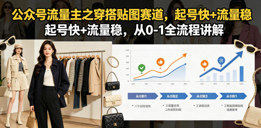 公众号流量主之穿搭贴图赛道，起号快+流量稳，从0-1全流程讲解-优优云网创
