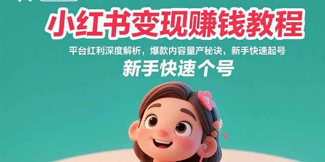 （15559期）小红书变现赚钱教程：平台红利深度解析，爆款内容量产秘诀，新手快速起号-优优云网创