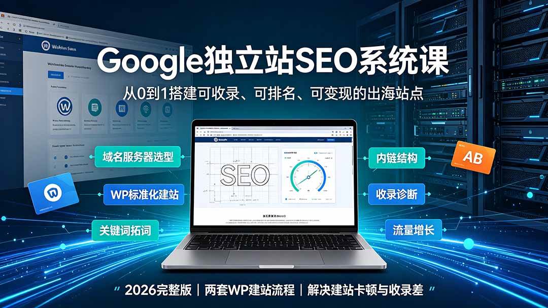 （19426期）Google独立站SEO-7月系统课：出海基建×WordPress建站×AI内容生产×站内外优化×Search Console×AdSense变现-优优云网创
