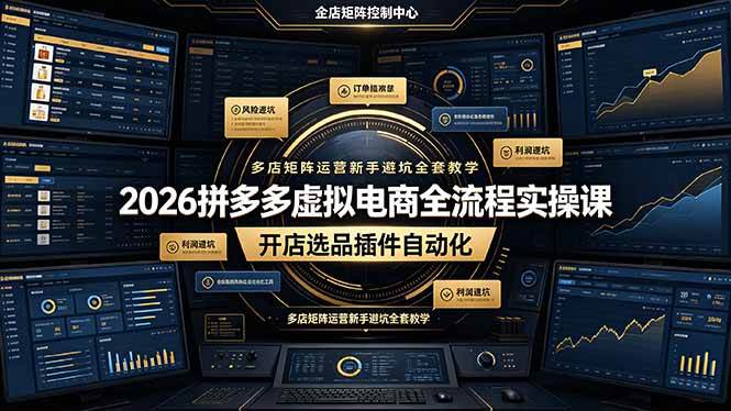 （19136期）2026拼多多虚拟电商全流程实操课，开店选品插件自动化，多店矩阵运营新手避坑全套教学-优优云网创