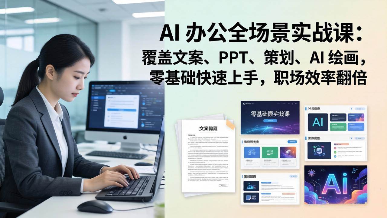 （17732期） AI 办公全场景实战课：覆盖文案、PPT、策划、AI 绘画，零基础快速上手，职场效率翻倍-优优云网创