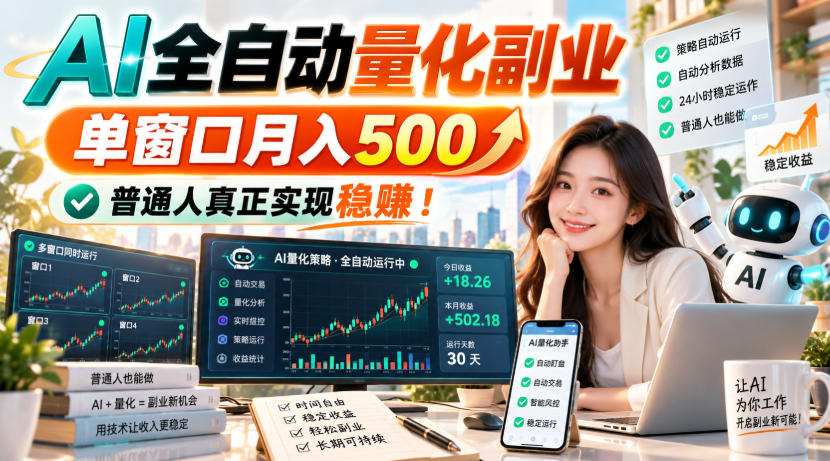 AI全自动量化副业，单窗口月入500，普通人真正实现稳賺！【揭秘】-优优云网创