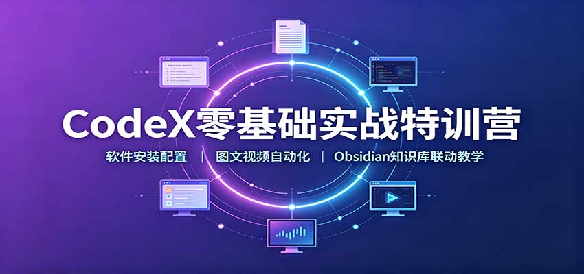 CodeX零基础实战特训营：软件安装配置，图文视频自动化，Obsidian知识库联动教学-优优云网创