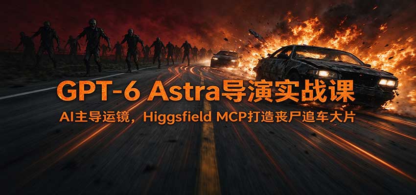 GPT-6 Astra导演实战课：AI主导运镜，Higgsfield MCP打造丧尸追车大片-优优云网创