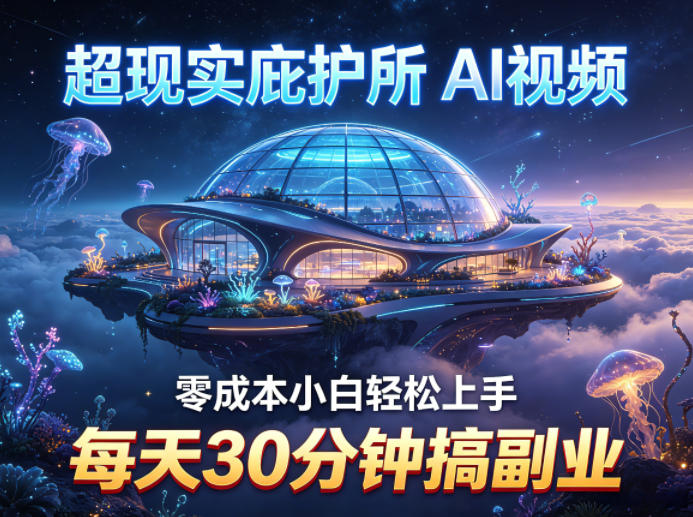 超现实庇护所AI视频项目拆解，零成本小白轻松上手，每天30分钟搞副业-优优云网创