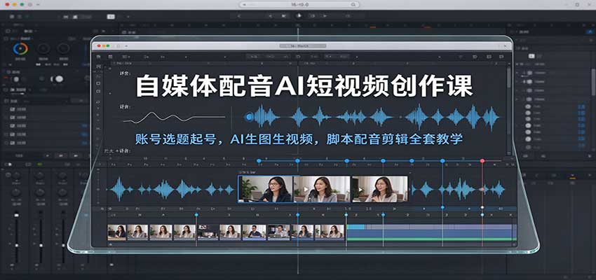自媒体配音AI短视频创作课：账号选题起号，AI生图生视频，脚本配音剪辑全套教学-优优云网创
