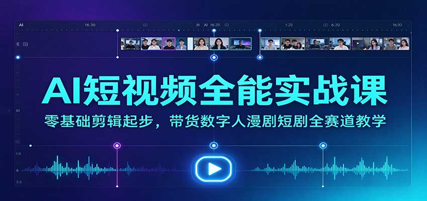 AI短视频全能实战课:零基础剪辑起步,带货数字人漫剧短剧全赛道教学 AI短视频全能实战课:零基础剪辑起步,带货数字人漫剧短剧全赛道教学