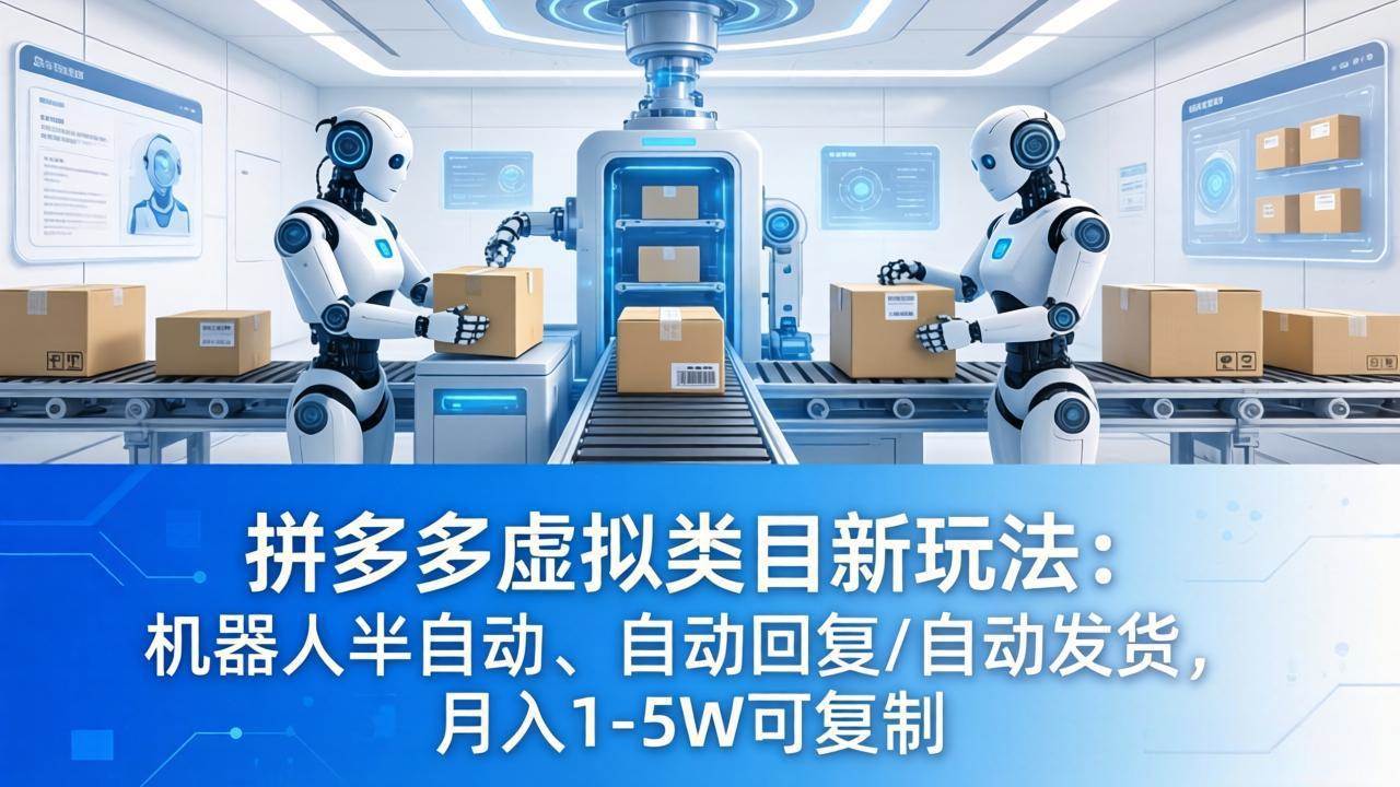 （18038期）拼多多虚拟类目新玩法：机器人半自动、自动回复 /自动发货，月入 1-5W 可复制-优优云网创