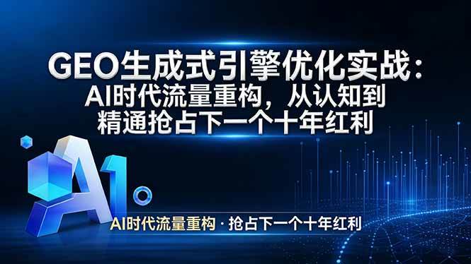 （17708期）GEO 生成式引擎优化实战：AI时代流量重构，从认知到精通抢占下一个十年红利-优优云网创