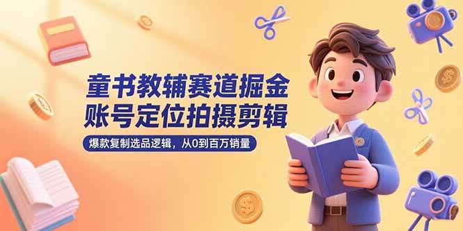 (15326期)童书教辅赛道掘金,账号定位拍摄剪辑,爆款复制选品逻辑,从0到百万销量-优优云网创