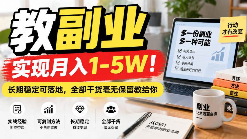 （20806期）“教副业”实现月入1-5W！长期稳定可落地，全部干货毫无保留教给你-优优云网创