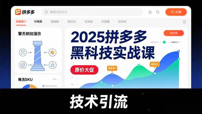 （16977期）2025拼多多黑科技实战课，擎天柱玩法、爆流SKU、原价大促，技术引流，单店日销轻松破千单-优优云网创