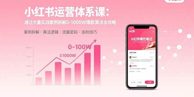 （15792期）小红书运营体系课：通过大量实战案例拆解0-1000W爆款算法全攻略-优优云网创
